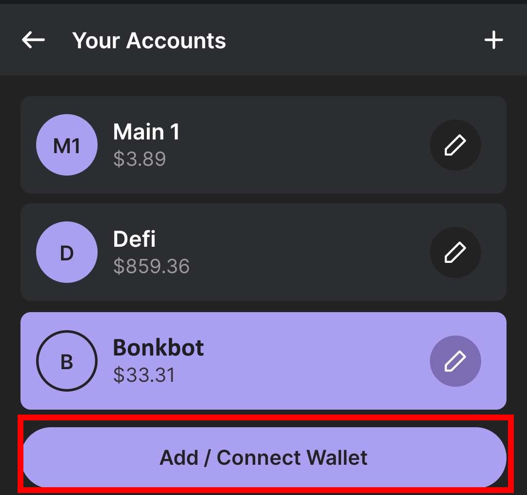 Click Add / Connect Wallet