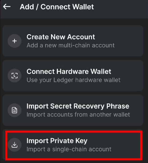 Import the previous copied Private Key