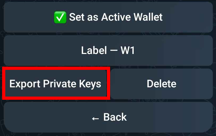 Press Export Private Keys