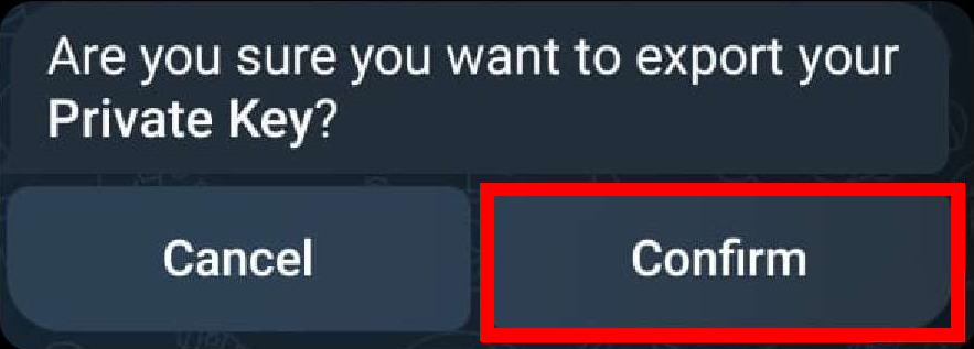 Confirm the Export of the Private Key