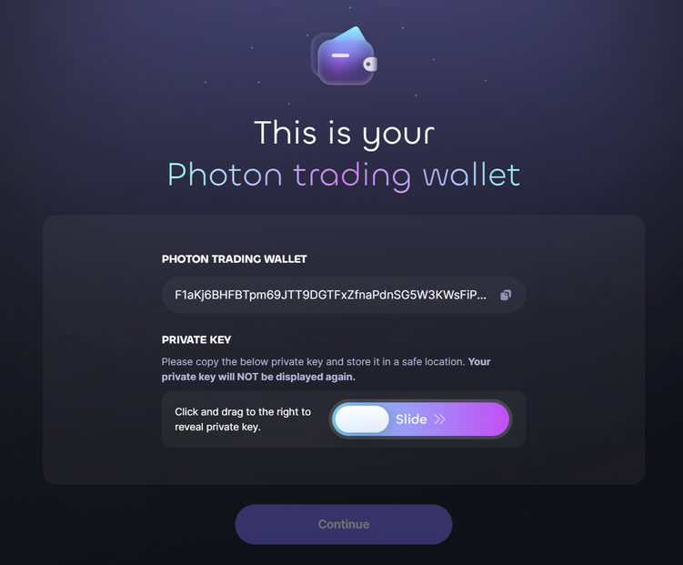 The only chance to view the Private Key