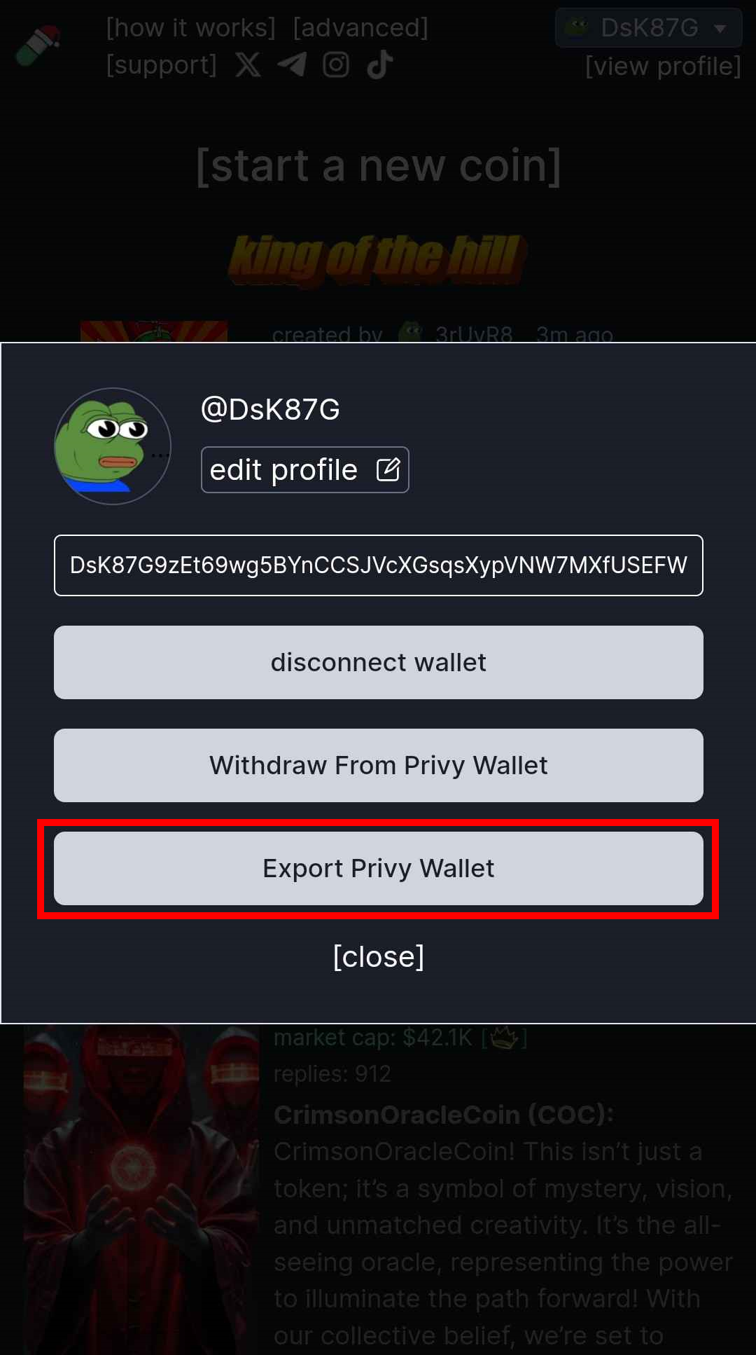 Export Private Key
